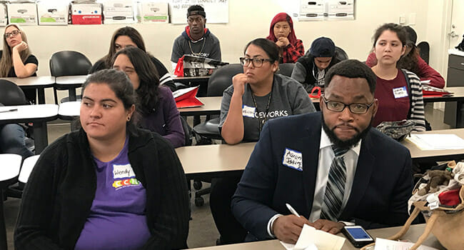 Aaron Jenkins, director of the office of faith-based and neighborhood initiatives, U.S. Department of Commerce, and representative of the White House Summer Opportunity Project participates in a workshop on conflict resolution.