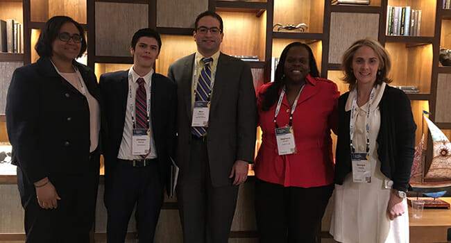 Christian Illescas and Marc Wolensky are joined by Tia Hodges of Citi Foundation, and Stephanie Armelin and Georgia Gillette of Points of Light, at the MENTOR Conference in Washington, D.C.