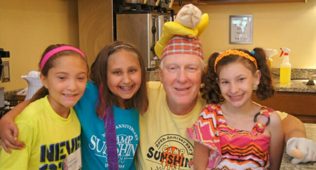 Andy Cesnickas with campers at Camp Sunshine, which provides weeklong retreats for children with terminal or life-threatening illnesses. 