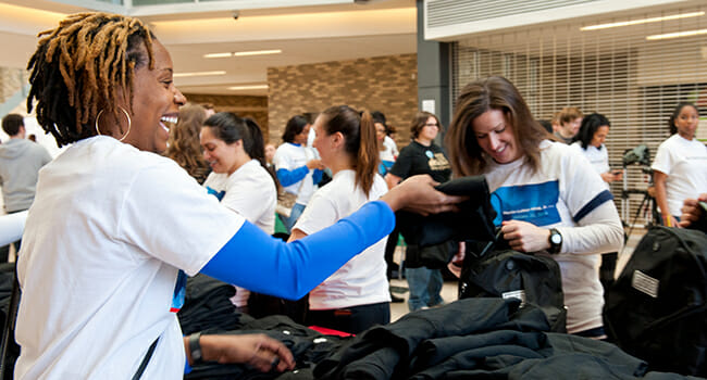 Volunteers participating in a Martin Luther King, Jr. Day of Service event.