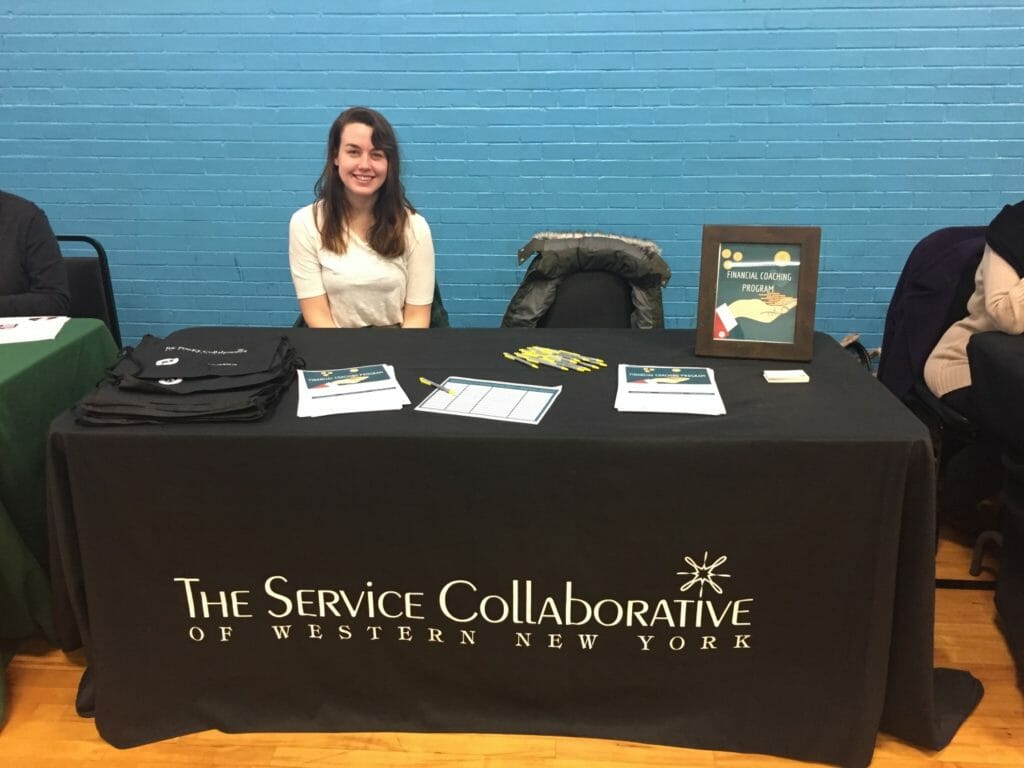 Shannon Gillen promoting The Service Collaborative of Western New York at an event./Courtesy Shannon Gillen