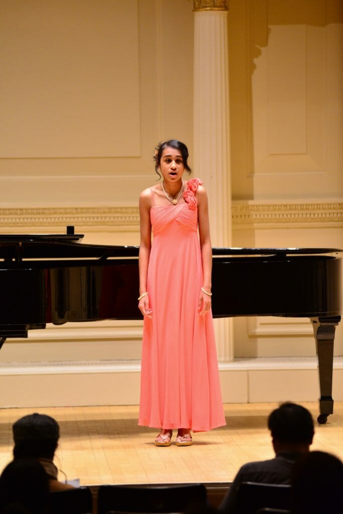 Sanjana performing at Carnegie Hall./Courtesy Sanjana Ramrajvel
