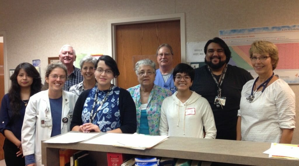 Dr. Holly Ivey (second from left) with volunteers and staff at the Community Care Center./Courtesy Holly Ivey