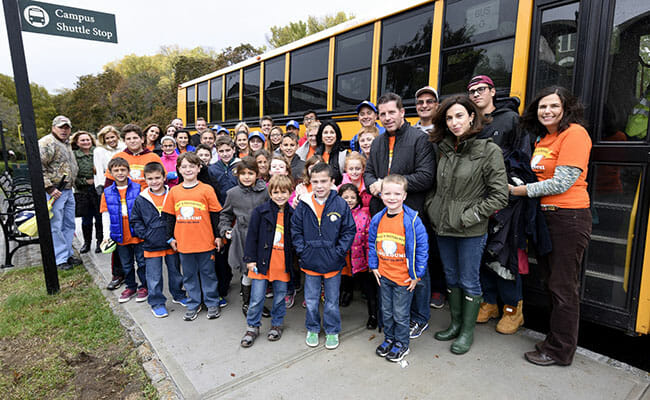 Each year on Make A Difference Day, Nick Katsoris runs the Good Deeds Bus Tour, with children participating in various good deeds activities around their New York community.