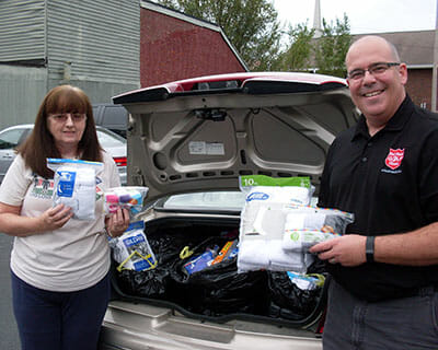 Members of the Moving Forward Limb Loss Support Group collected 864 pairs of socks, which were then given to local homeless residents by the Salvation Army.