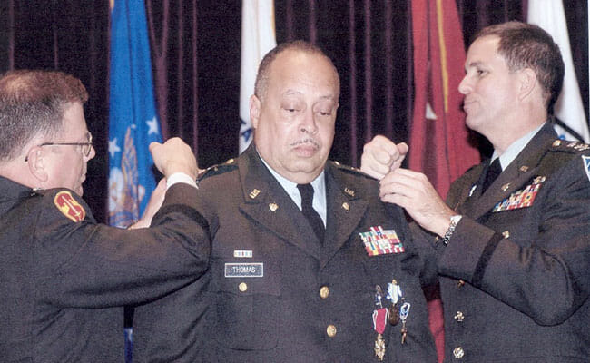 Nathan Thomas was promoted to colonel on Nov. 16, 2005, at the Defense Equal Opportunity Management Institute at Patrick Air Force Base.
