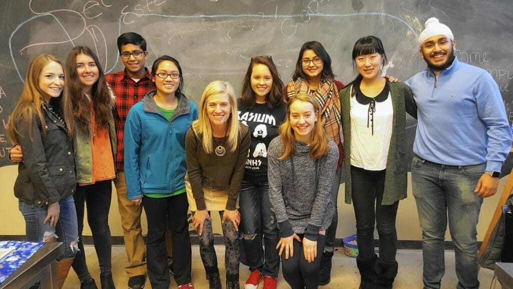 Joyce Zhou (second from right) with fellow members of the student advisory council at the Alive Center./Courtesy Joyce Zhou