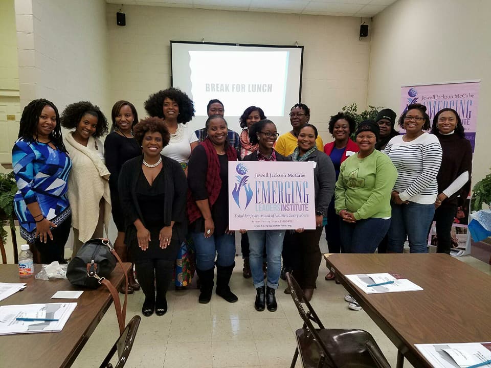 Lynita Mitchell-Blackwell (front row, far left) and students of The Jewell Jackson McCabe Emerging Leaders Institute gather at the conclusion of a training course./Courtesy Lynita Blackwell-Mitchell