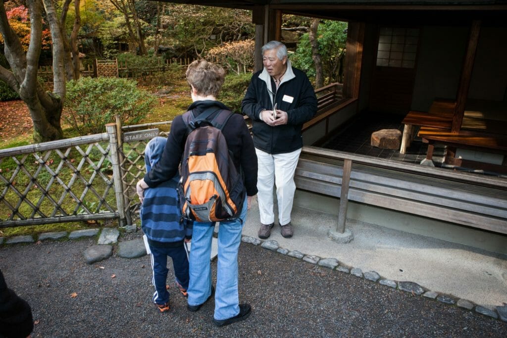 Dick Doi sharing the history of the Portland Japanese Garden with visitors./Courtesy Catherine Adinolfi