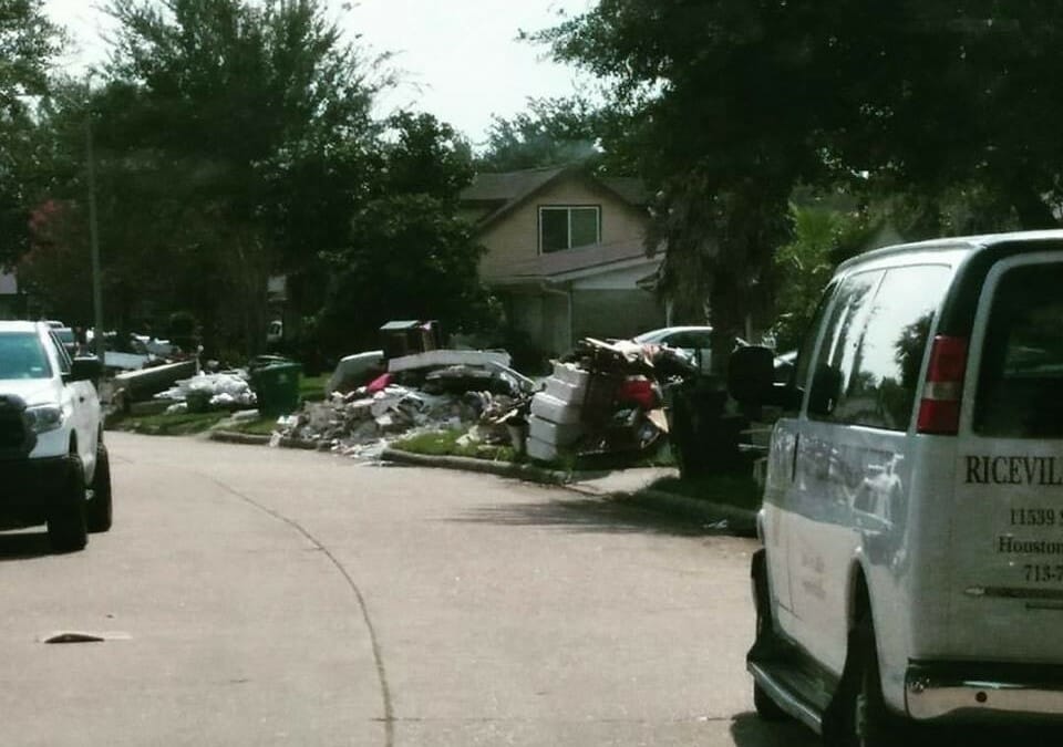Tyler Hager facilitated hurricane clean-ups and cleared debris from this Houston neighborhood, ravaged by Hurricane Harvey./Courtesy Tyler Hager
