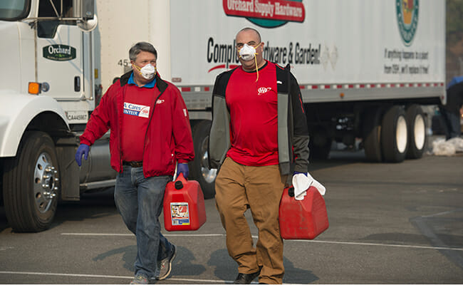 Amidst the devastation of California wildfires, AAA Volunteers deliver needed supplies to affected communities.