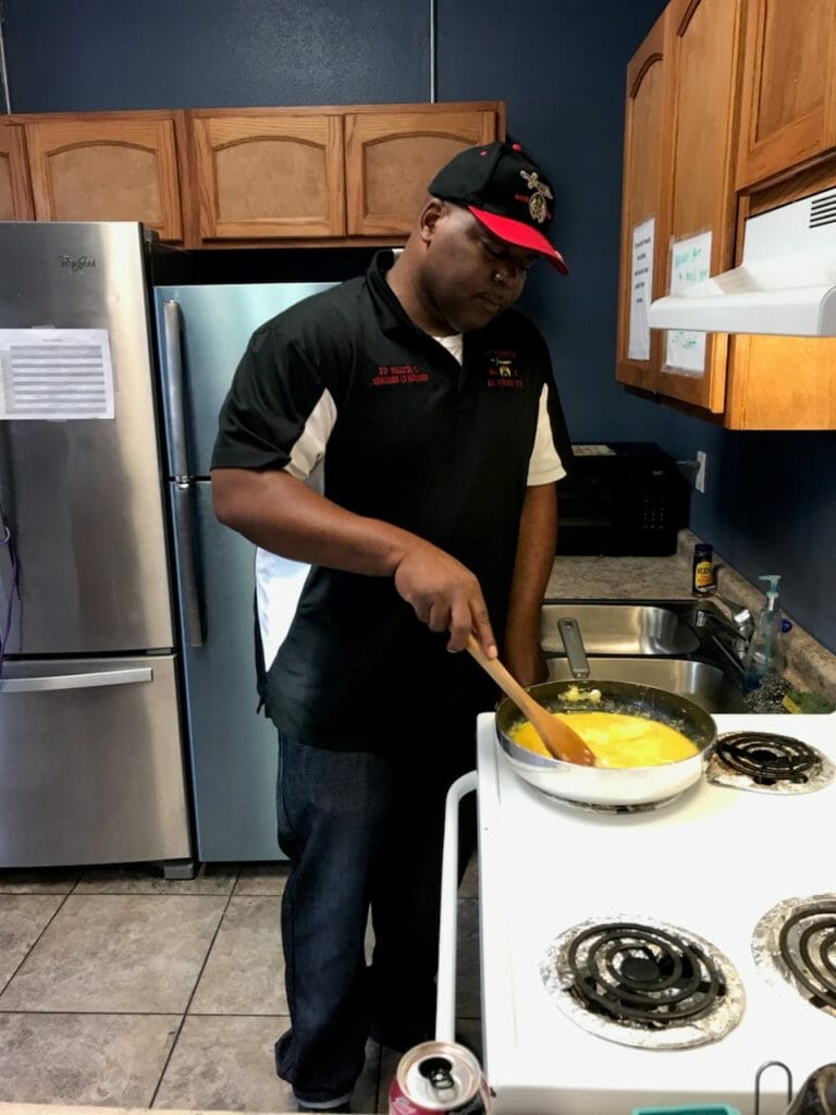 Curtis Smith cooking breakfast at the Winchester House in El Paso, Texas./Courtesy Curtis Smith
